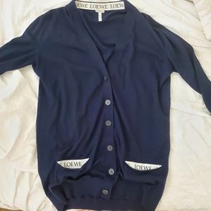 🤎Loewe🤎 Logo Details Wool Knit Cardigan